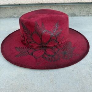 Maroon floral hat burgundy women’s cowgirl hat